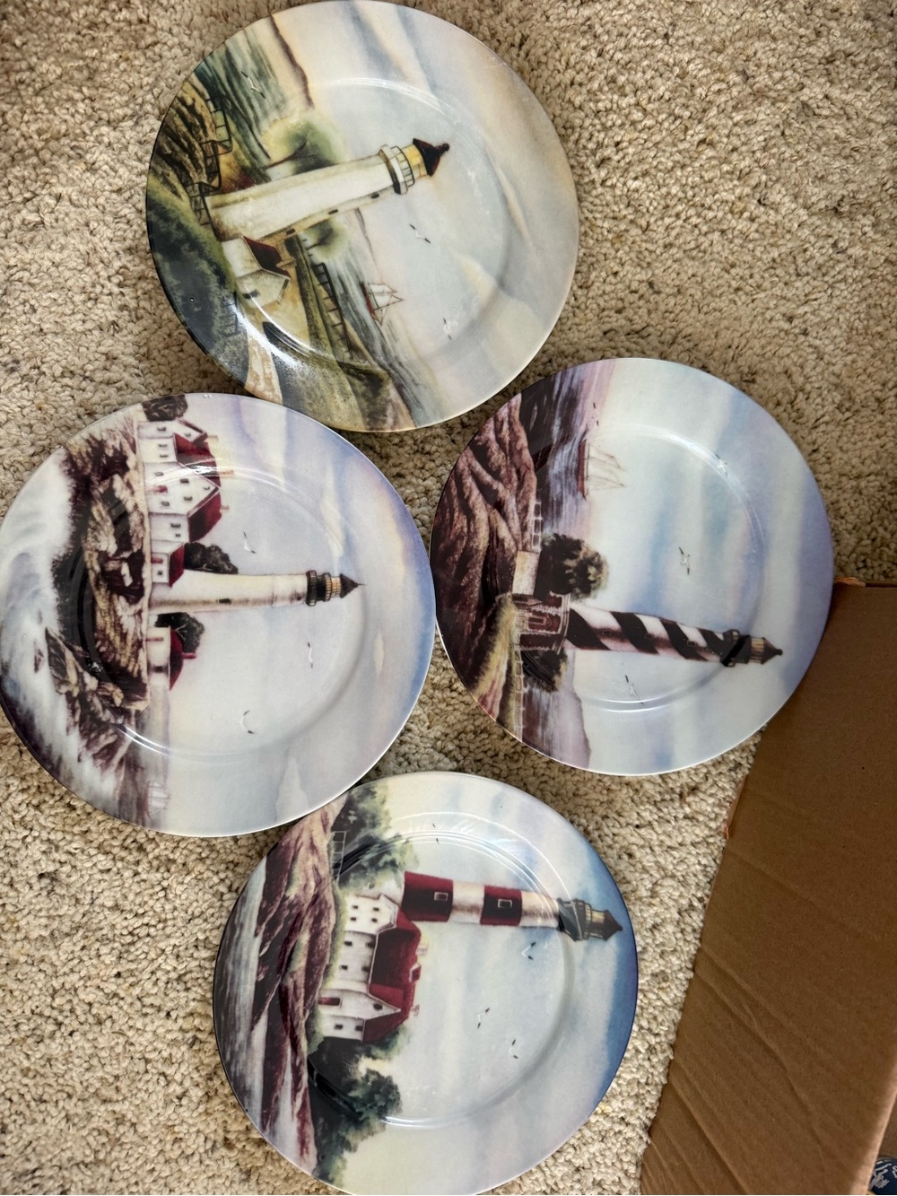 Set of 4 Decorative Lighthouse Plates - Coastal Scene